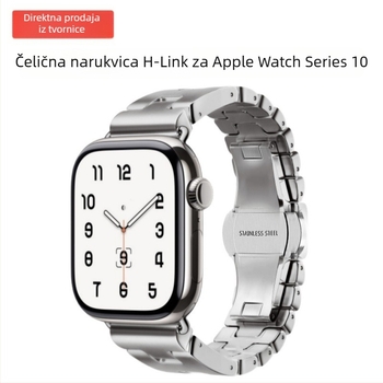 Čelični remen za Apple Watch Series 10 s Grand H lančanom kopčom i leptirovom kopčom, širina 22 mm