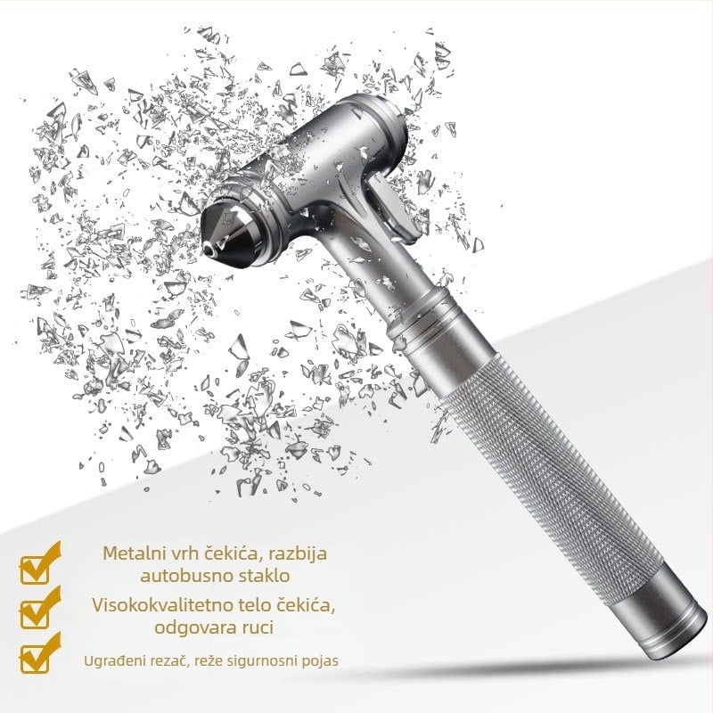 Automobilska sigurnosna čekić, višefunkcionalni čekić za razbijanje prozora i spašavanje pod vodom; Materijal: cinkova legura + čelična karbon + aluminijska legura + volfram čelik; Marka: THIS IS SPRING; Neto težina: 310 g; Podrijetlo: Dongguan