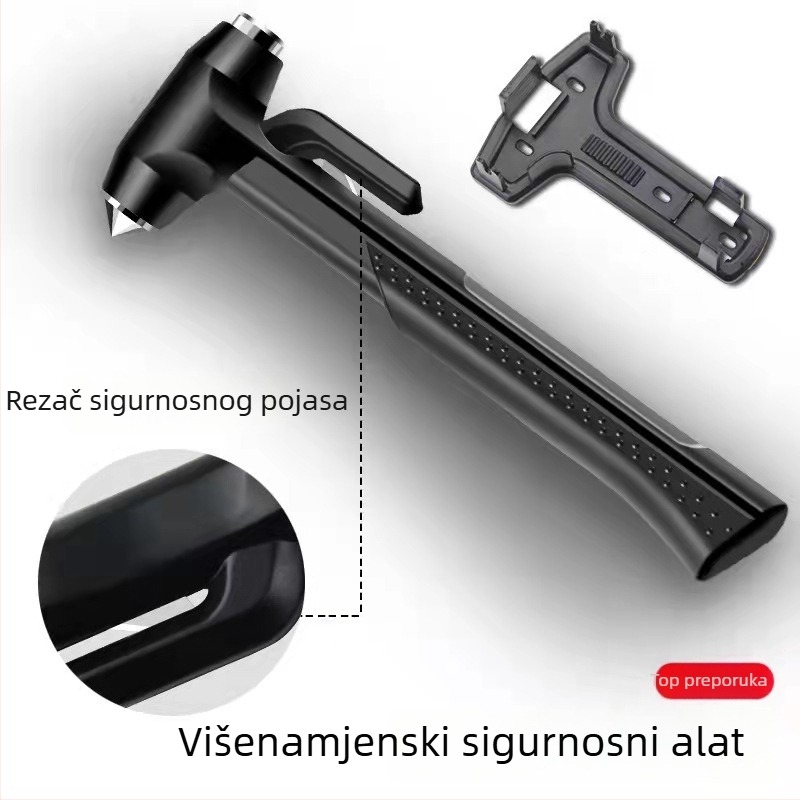 Automobilska sigurnosna čekić, višefunkcionalni čekić za razbijanje prozora i spašavanje pod vodom; Materijal: cinkova legura + čelična karbon + aluminijska legura + volfram čelik; Marka: THIS IS SPRING; Neto težina: 310 g; Podrijetlo: Dongguan