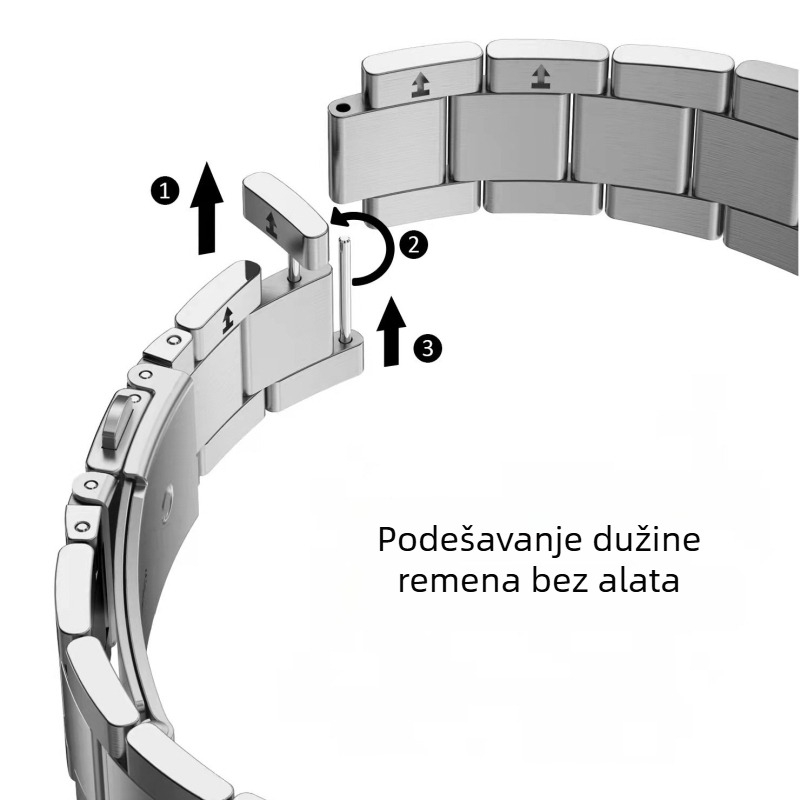 Kaiš za Apple Watch od nehrđajućeg čelika, uski dizajn s tri kuglice, prilagodba duljine bez alata