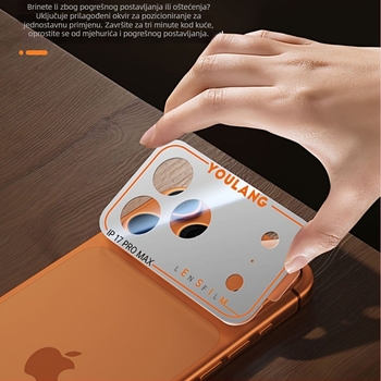 Zaštitni film za modul kamere za iPhone 17 Pro Max – kaljeno staklo, sve-u-jednom paket