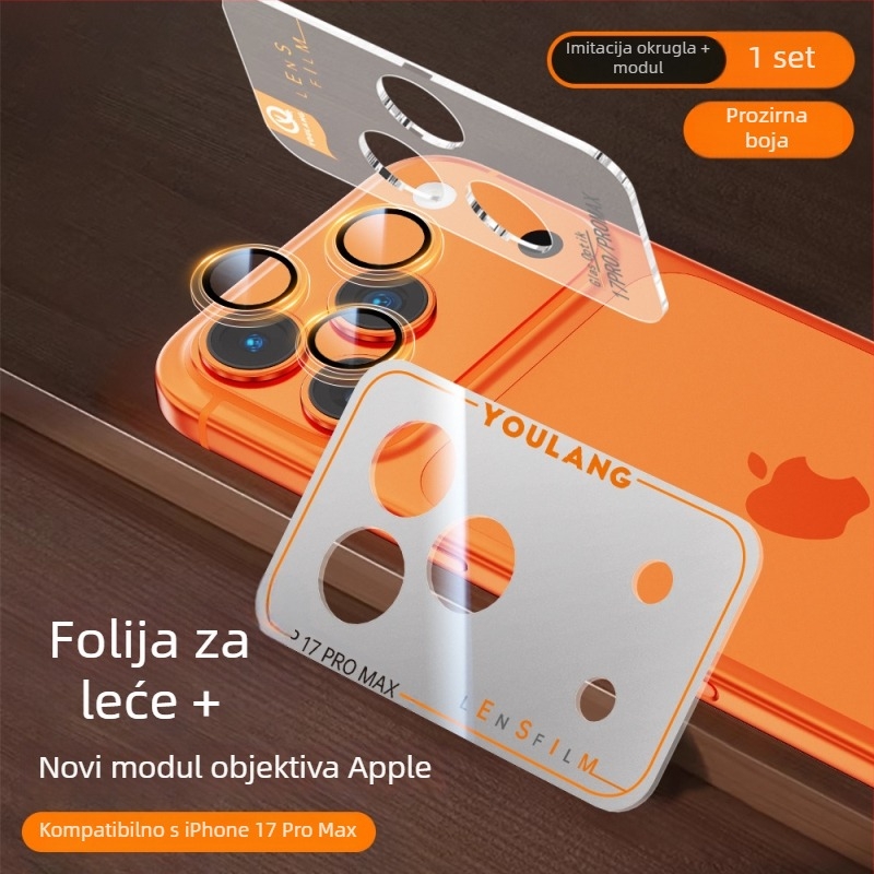 Zaštitni film za modul kamere za iPhone 17 Pro Max – kaljeno staklo, sve-u-jednom paket