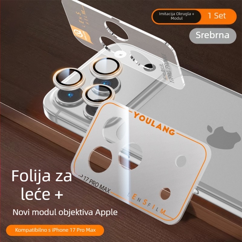 Zaštitni film za modul kamere za iPhone 17 Pro Max – kaljeno staklo, sve-u-jednom paket