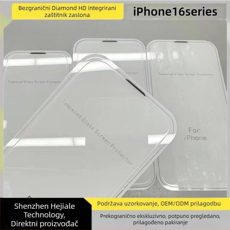 Za iPhone 17 Pro bezrubno dijamantno kaljeno staklo za zaštitu zaslona, IP16Plus, integrirana zaštita od prašine, potpuno prozirno