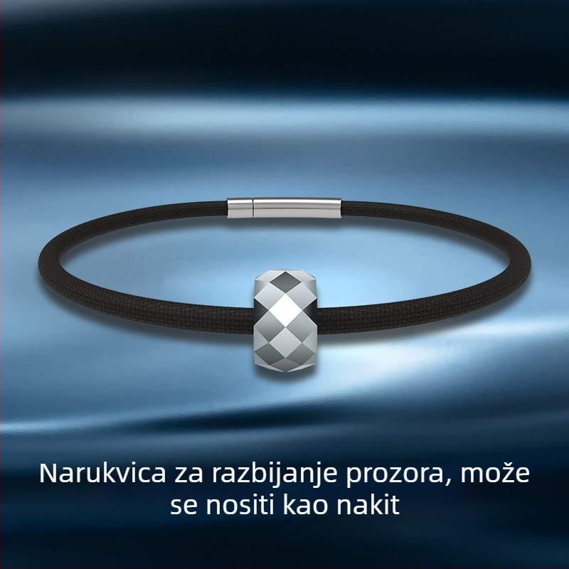 Narukvica od volframovog čelika s elastičnim povlačnim užetom — nužni alat za spašavanje i razbijač prozora (105 g)