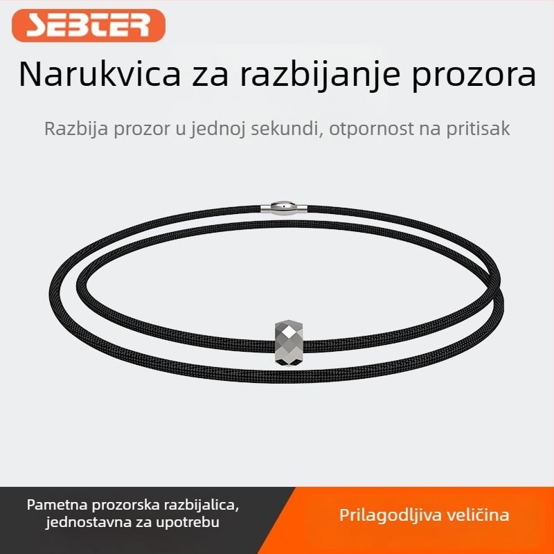Narukvica od volframovog čelika s elastičnim povlačnim užetom — nužni alat za spašavanje i razbijač prozora (105 g)