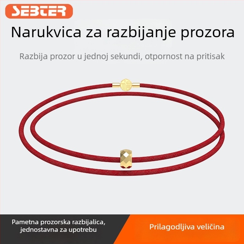Narukvica od volframovog čelika s elastičnim povlačnim užetom — nužni alat za spašavanje i razbijač prozora (105 g)