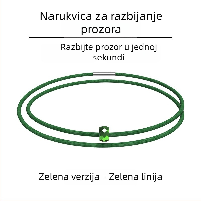 Narukvica od volframovog čelika s elastičnim povlačnim užetom — nužni alat za spašavanje i razbijač prozora (105 g)