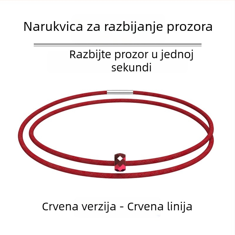 Narukvica od volframovog čelika s elastičnim povlačnim užetom — nužni alat za spašavanje i razbijač prozora (105 g)