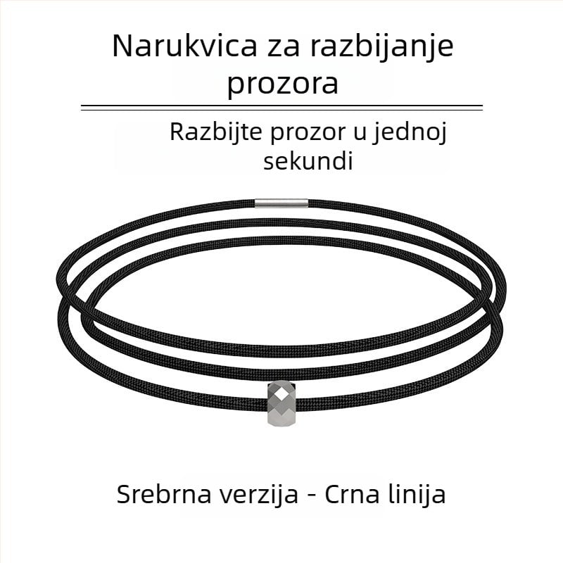 Narukvica od volframovog čelika s elastičnim povlačnim užetom — nužni alat za spašavanje i razbijač prozora (105 g)