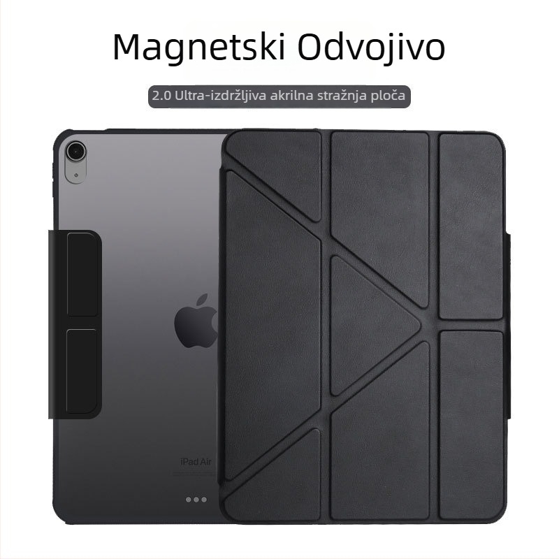 TPU zaštitna futrola s magnetskim odvojivim poklopcem, kompatibilna s iPad Pro 11-inča i iPad Air 6 (2024); mat završetak, Y-oblik trokutastog stalka, otporan na otiske prstiju, otpornost na padove