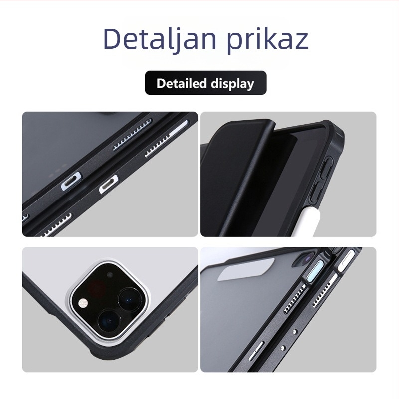 TPU zaštitna futrola s magnetskim odvojivim poklopcem, kompatibilna s iPad Pro 11-inča i iPad Air 6 (2024); mat završetak, Y-oblik trokutastog stalka, otporan na otiske prstiju, otpornost na padove