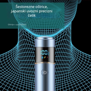 Električno britje s rotirajućom glavom, vodootporno, ugrađena baterija 1200–2000mAh, trajanje rada 60 minuta i više, punjenje 1 sat, kućište od aluminijske legure