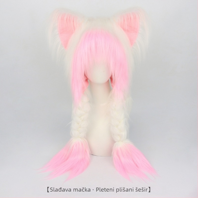 Kapica s mačjim ušima od pliša, Y2K inspiracija, za odrasle; Marka: New Domain; Za odrasle; Ljeto 2024