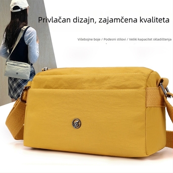 Crossbody torba - urbani minimalistički stil, Oxford plat, horizontalni kvadratni oblik, zatvaranje na zip