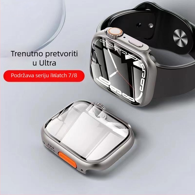Zaštitno kućište za Apple Watch kompatibilno s iWatch 7/8, PC materijal, s integriranim zaštitnim filmom za zaslon (Kompatibilnost: iWatch 7/8; Materijal: PC; Zaslon zaštita: Integrirani film)