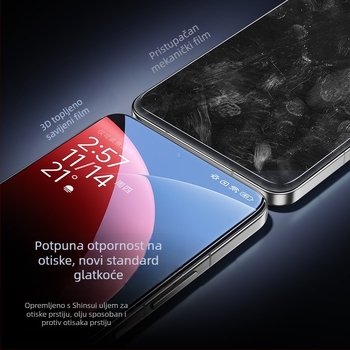 Staklena zaštitna folija za Xiaomi 17 Pro Max, 3D toplo savijanje, prašno-komora, potpuno ljepilo, ultrazvučno otključavanje otiska prsta