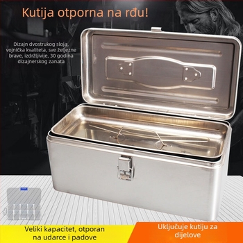 Kutija za alate od nehrđajućeg čelika s višeslojim sustavom zaključavanja — prijenosno skladište s lozinkom/kodnim zaključavanjem