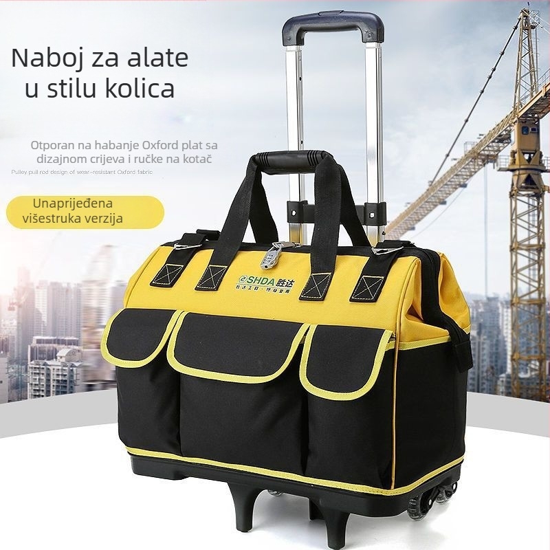 Torba za alate s kotačićima, platnena, ojačana konstrukcija, velik kapacitet, otporna na habanje, za električara