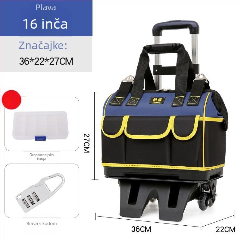 Torba za alate s kotačićima, platnena, ojačana konstrukcija, velik kapacitet, otporna na habanje, za električara