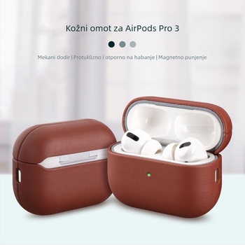 Roland Shell zaštitno kućište od prave kože za AirPods Pro3, s reljefnim utiskom, kompatibilno s Apple AirPods Pro3