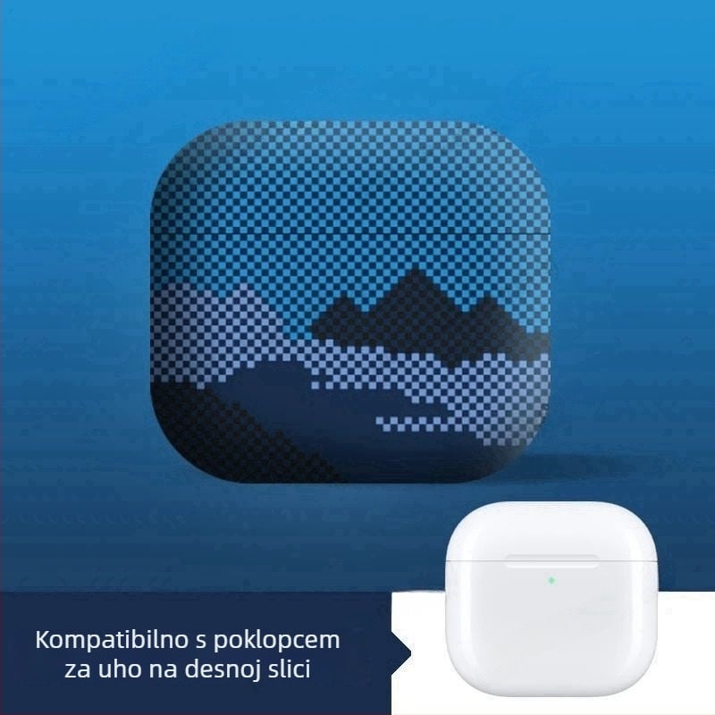 Zaštitno kućište AirPods - uzorak alpinskog karbonskog vlakna, film od kože krokodila, opća namjena, kompatibilno s Apple AirPods
