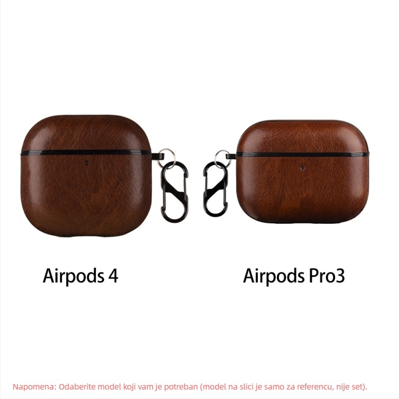Kožno zaštitno kućište za AirPods Pro 3/4, Apple 4. generacije bežične slušalice, PC+PU koža
