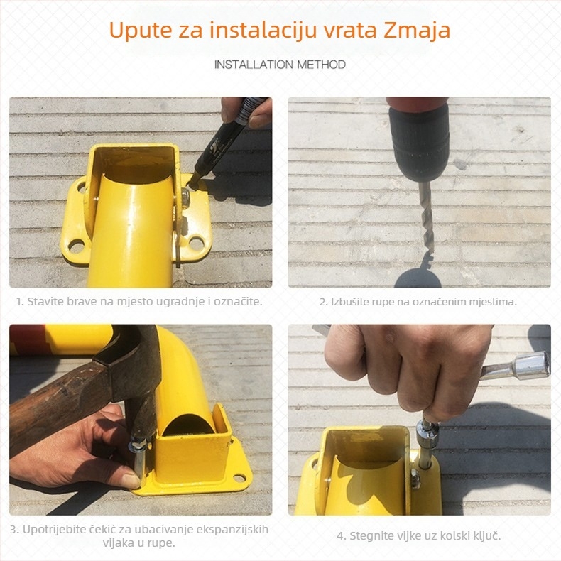 Gantry zaključavanje za parkiranje – U-oblik tijela, debeli dizajn, zaštita od sudara i tlaka, čelični cilindar (Materijal: hladno valjani čelik; Model: Gantry parking lock; Kompatibilno s: automobili, osobni automobili, terenska vozila)