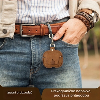 Kožna futrola za AirPods 3 s visećom kopčom, ručna izrada, otporna na padove