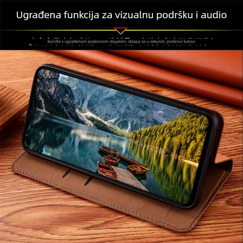 Huawei Enjoy serija kožna flip maska - prava koža, reljefna obrada, držač/stalak, magnetsko privlačenje, otpornost na pad
