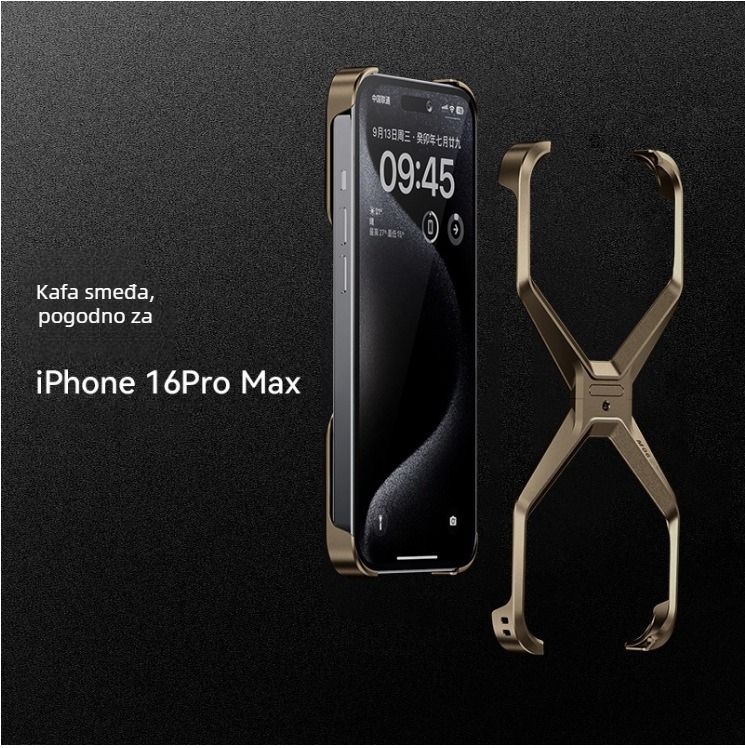 Kućište za iPhone 17 Pro Max od aluminijske legure, bez okvira, šuplji dizajn za hlađenje