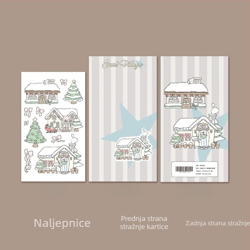 Božićne naljepnice za dnevnik s pejzažem, sintetički papir, korejskog stila, tisak