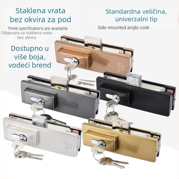 Bezokvirna staklena vrata – podno zaključavanje s oprugom i klipsom, model GT-6SDS