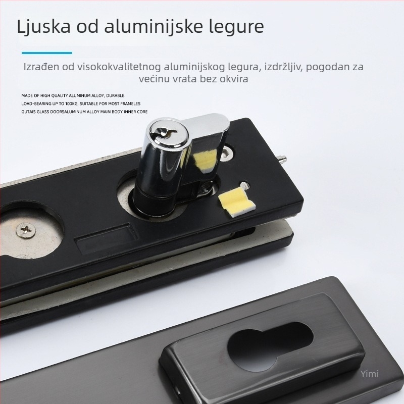 Bezokvirna staklena vrata – podno zaključavanje s oprugom i klipsom, model GT-6SDS