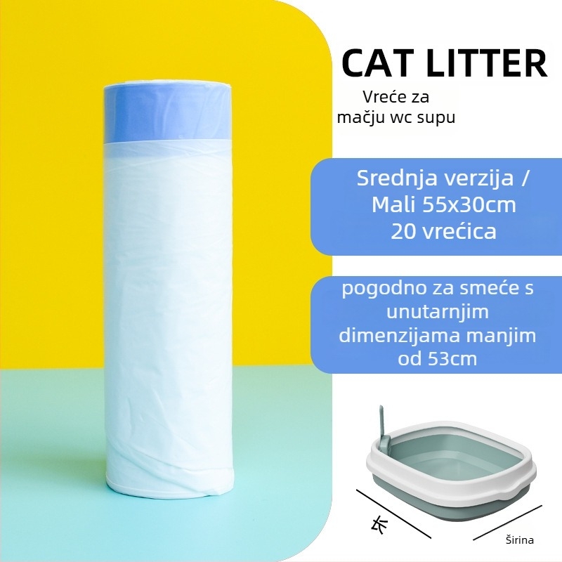 Torba za mačji pijesak sa šnurlom – debeli PE materijal, jednokratna uporaba