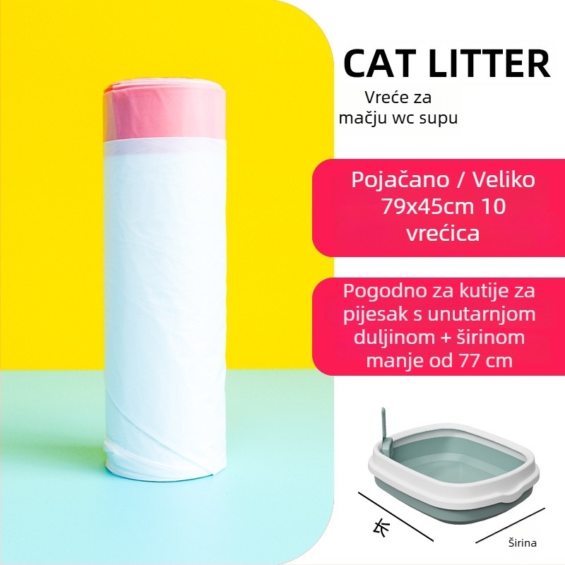 Torba za mačji pijesak sa šnurlom – debeli PE materijal, jednokratna uporaba