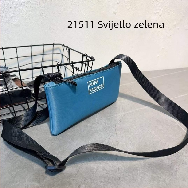 Torba za mobitel, kompakta najlonska torba preko ramena, horizontalnog kvadratnog oblika, zatvarač, podstava poliester-bavlna