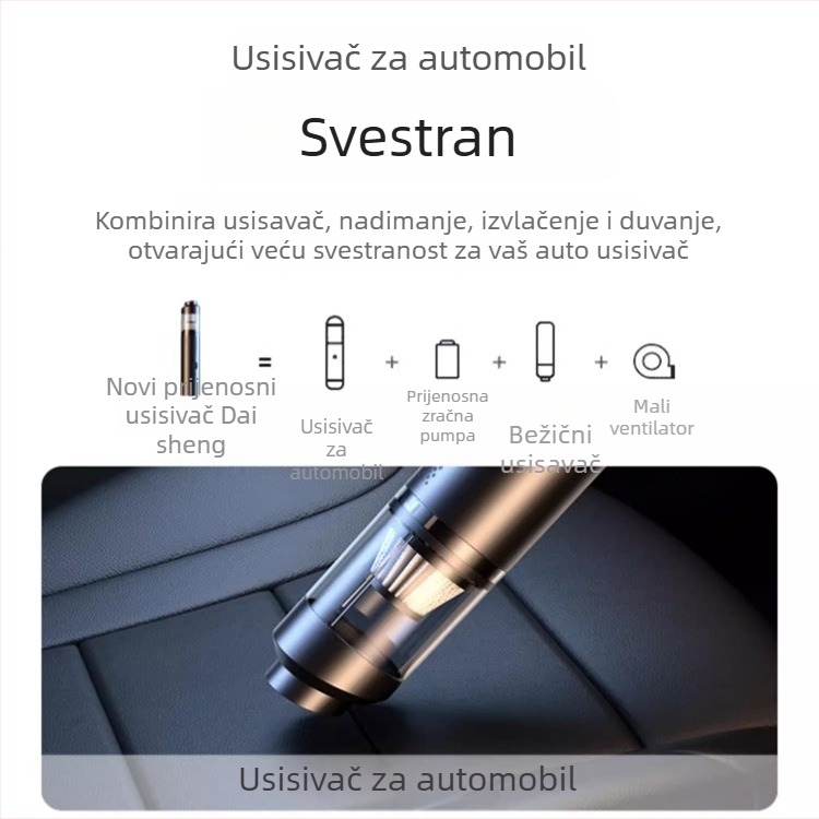 Dai Sheng prijenosni usisavač za automobil, 90W, 9000Pa, punjivi, 111-240V
