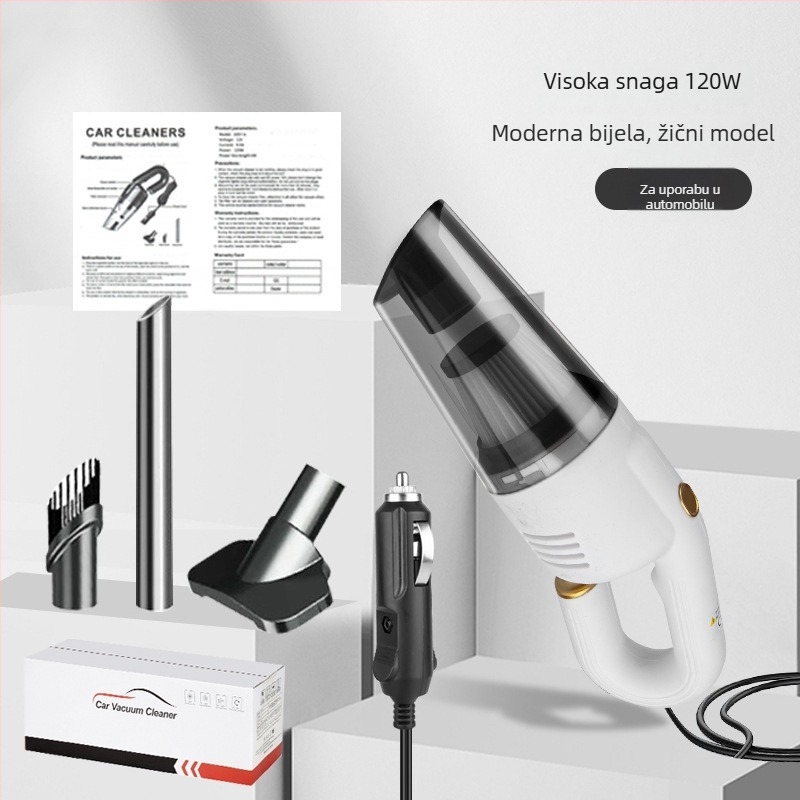 Ručni usisavač za automobil, mokro i suho čišćenje, 120W, 9000Pa, bežični, punjivi