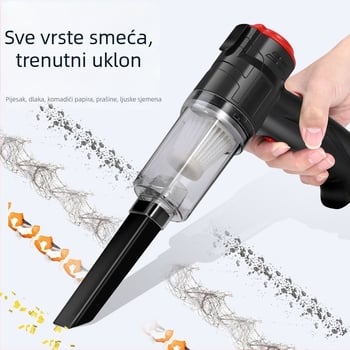 Mini usisivač za automobil, bežičan, punjiv, dvostruka upotreba za dom i auto; usisavanje 16000Pa; napon 8.4V; snaga 150W