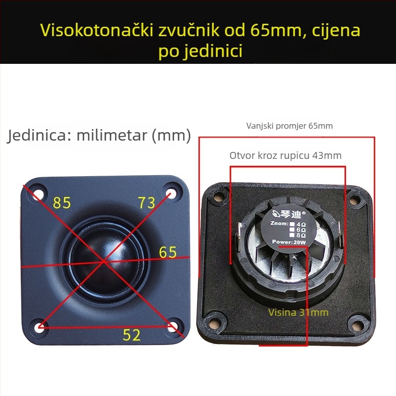 Tweeter s dijafragmom od svile, dvostruki magnetski sklop, visoka osjetljivost – za glazbene instrumente