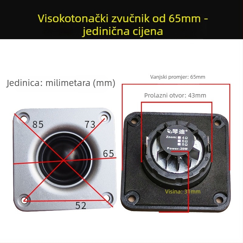 Tweeter s dijafragmom od svile, dvostruki magnetski sklop, visoka osjetljivost – za glazbene instrumente