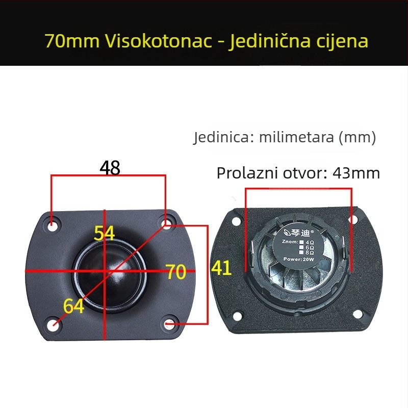 Tweeter s dijafragmom od svile, dvostruki magnetski sklop, visoka osjetljivost – za glazbene instrumente