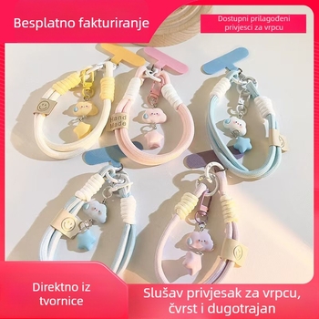 Privjesak za telefon s plišastim dizajnom oblaka i zvijezda, unisex, PVC užad, plastična kopča, sitotisak
