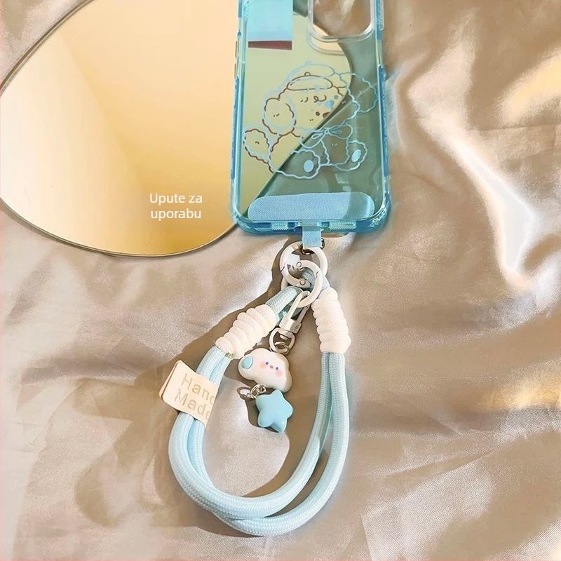 Privjesak za telefon s plišastim dizajnom oblaka i zvijezda, unisex, PVC užad, plastična kopča, sitotisak