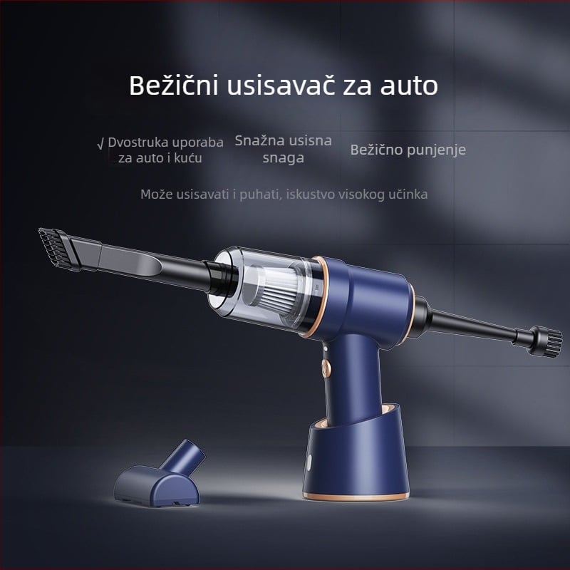 Bežični ručni usisavač za automobil s USB punjenjem — 50W, usis 4100–5000 Pa, ugrađena baterija 3000–4000 mAh, suhi tip, kutna sklopna četka