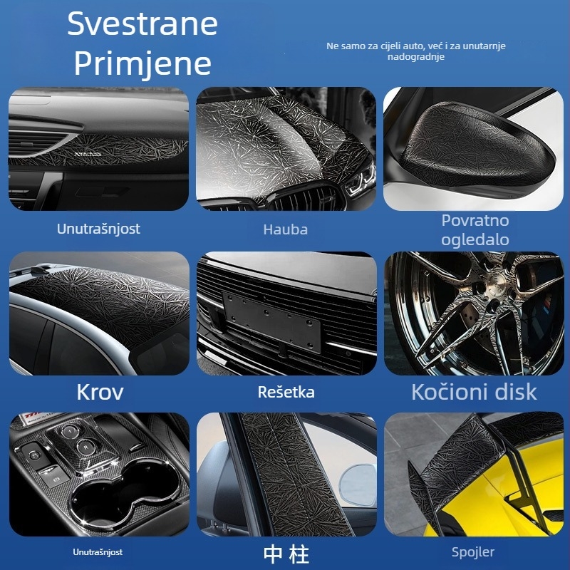 Unutarnja folija za auto s izgledom karbonskih vlakana - PET folija, središnja konzola i cijelo vozilo, marke XTAF, 1 godina jamstva