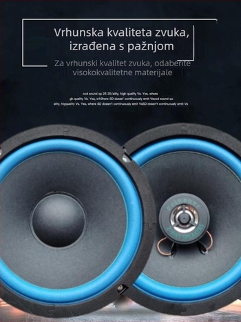 Koaksijalni automobil audio sustav s tweeterom, srednjim i wooferom, 4 Ω, 100 W, 90 dB, 25 mm zavojnica