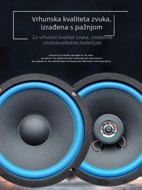 Koaksijalni automobil audio sustav s tweeterom, srednjim i wooferom, 4 Ω, 100 W, 90 dB, 25 mm zavojnica