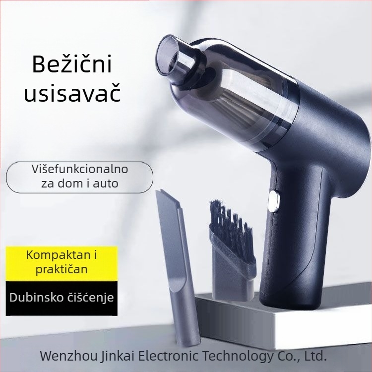 Bežični mini usisivač za automobil – ručni, USB punjenje, s četkom, 5500 Pa usis, trajanje baterije 16 minuta, pogodan za auto i kućanstvo